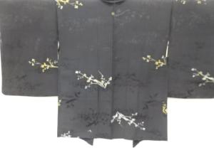 未使用品　漆　枝花模様織り出し　一つ紋羽織